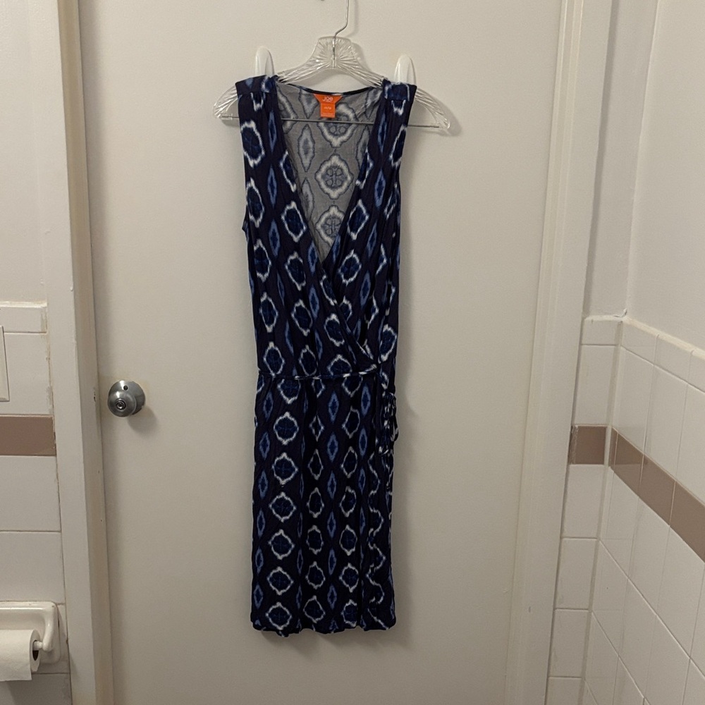 Joe Fresh Navy and White Patterned Midi Dress